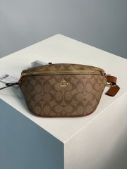 Поясна сумка Coach Signature Belt Bag Fanny Pack Khaki Saddle Premium, 24x15x10