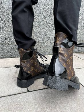 Черевики Louis Vuitton Boots Black Brown Fur, 36