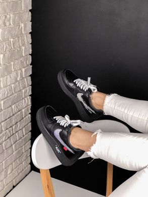 Кроссовки Nike Air Force 1 Full Black Silver Off White, 36