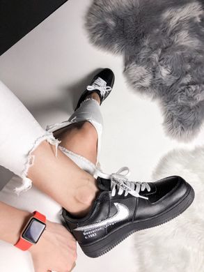 Кроссовки Nike Air Force 1 Full Black Silver Off White, 36