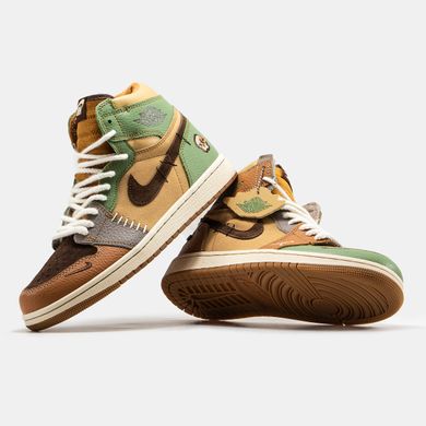 Кроссовки Nike Air Jordan 1 x Zion Williamson Voodoo Yellow Green Brown