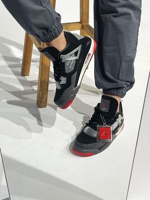 Кросівки Air Jordan Retro 4 Black Red Grey, 41