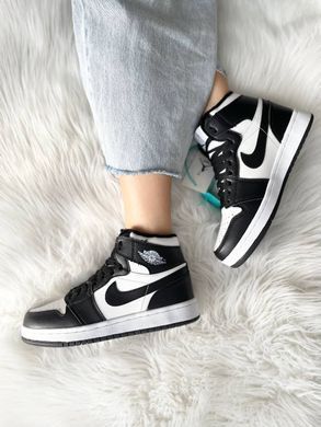 Кроссовки Jordan 1 Black/White Флис, 42