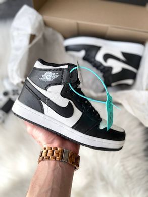 Кроссовки Jordan 1 Black/White Флис, 42