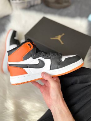 Кроссовки Jordan 1 Orange White Black ФЛИС, 42