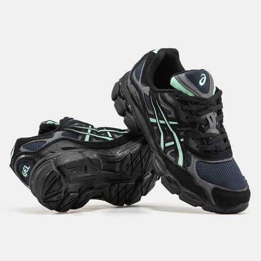 靴 Gel nyc Кроссовки Asics Gel-NYC Black Blue Mint Купить (Доставка 1-3 Дня)