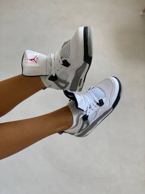 Кроссовки Air Jordan Retro 4 White Black, 42