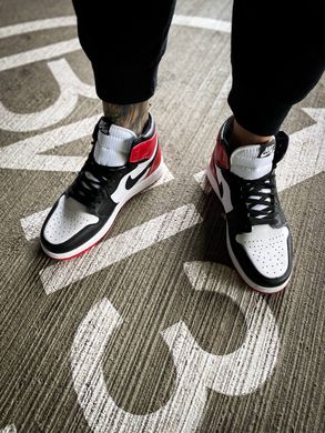 Кросівки Jordan 1 White Black Red FUR