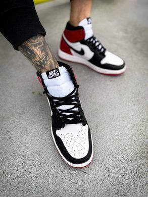 Кросівки Jordan 1 White Black Red FUR