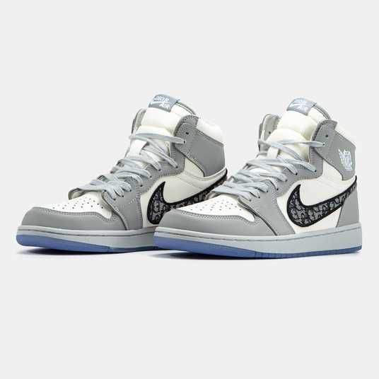 Dior Air Jordan 1 グレー Кросівки Nike Air Jordan Retro 1 x Dior Купити (Доставка 1-3 Дні)