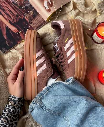 Кросівки Adidas Gazelle Bold Platform Brown Pink Купити (Доставка