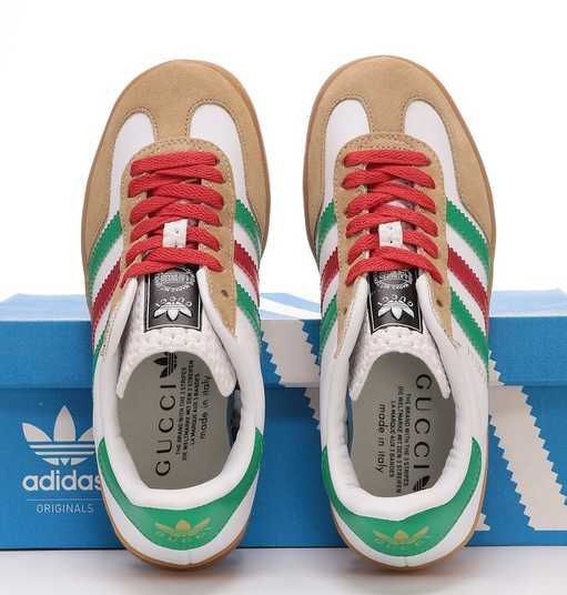 Кросівки Adidas x Gucci Gazelle White Green Red Купити (Доставка 1