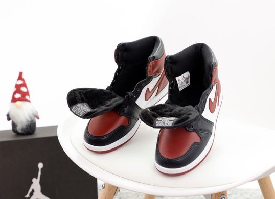 Кросівки Jordan 1 Red White Black FUR, 38