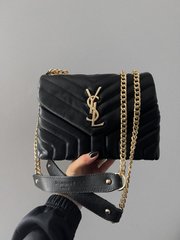 Сумка Yves Saint Laurent College Black Gold Leather, 23x17x10