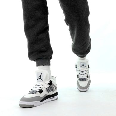 Кросівки Jordan 4 White Grey Black Fur