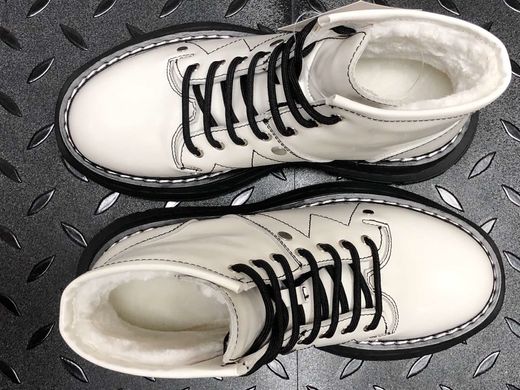 Ботинки McQueen black white FUR, 36