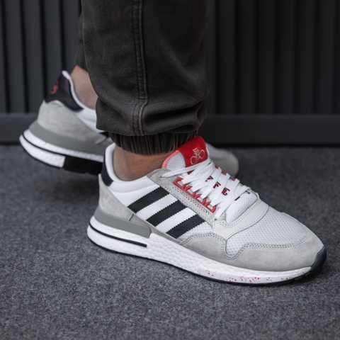 Кроссовки Adidas ZX 500 White Grey Black Red Купить (Доставка 1-3 Дня)