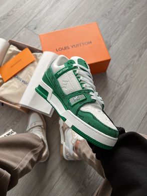 Кроссовки Louis Vuitton Trainer Green Monogram Denim White