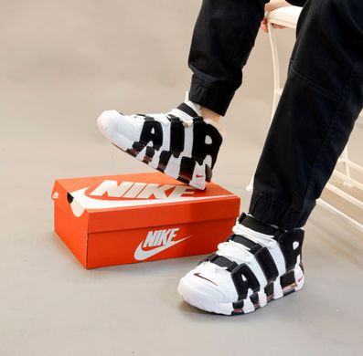 Кросівки Nike Air More Uptempo White Black Red Fur