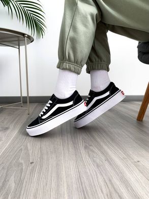 Кросівки Vans Old Skool Black White Platform Premium