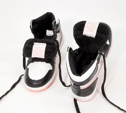Кросівки Jordan 1 Black White Pink Fur