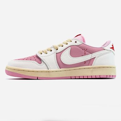 Кроссовки Nike Air Jordan 1 Low x Travis Scott Pink White Beige, 36