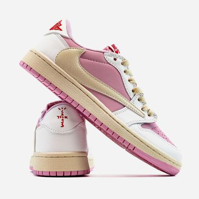 Кросівки Nike Air Jordan 1 Low x Travis Scott Pink White Beige