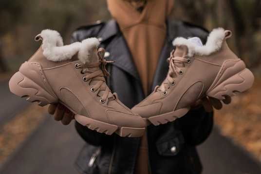 Кроссовки Dior D-Connect Sneaker Beige fur Winter Купить (Доставка