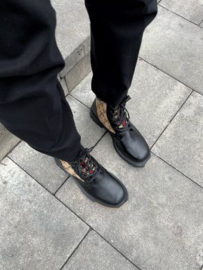 Ботинки Gucci Boots Black Brown Fur, 36