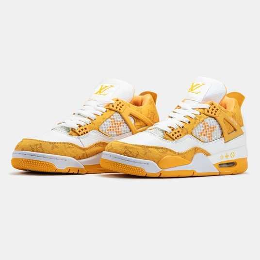 Air Jordan 4 ホワイト/イエロー Кроссовки Nike Air Jordan 4 x Louis Vuitton White Yellow Купить