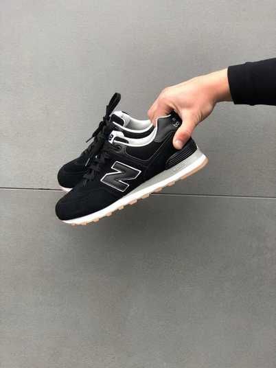 Кросівки New Balance 574 black white носок ЗАМШ Купити (Доставка 1
