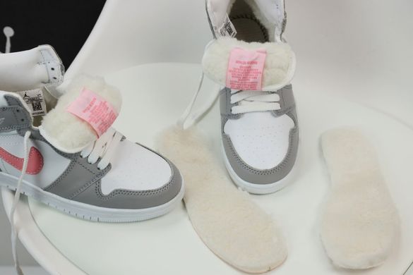 Кросівки Jordan 1 Grey Pink Хутро, 36