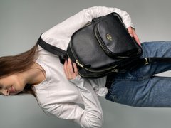 Рюкзак Coach Mini Court Black Pebbled Leather Shoulder Backpack Bag Premium, 25х33х11