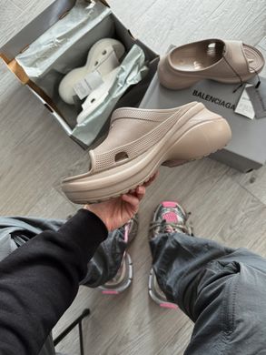 Balenciaga Pool Crocs Slide Sandal in beige rubber