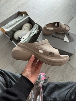 Balenciaga Pool Crocs Slide Sandal in beige rubber