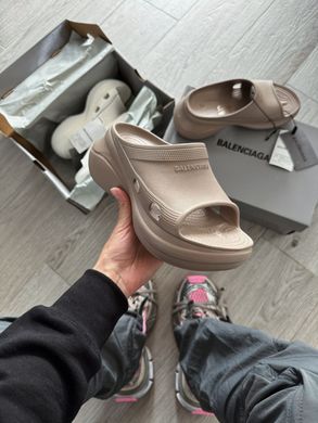 Balenciaga Pool Crocs Slide Sandal in beige rubber