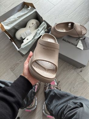 Balenciaga Pool Crocs Slide Sandal in beige rubber