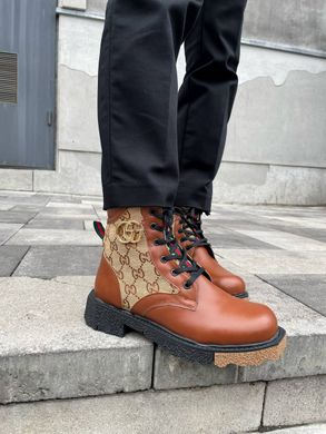 Ботинки Gucci Boots Brown Beige Fur, 36
