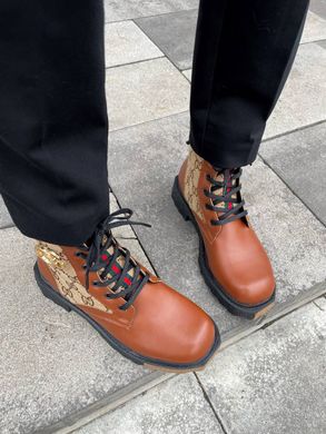 Ботинки Gucci Boots Brown Beige Fur, 36
