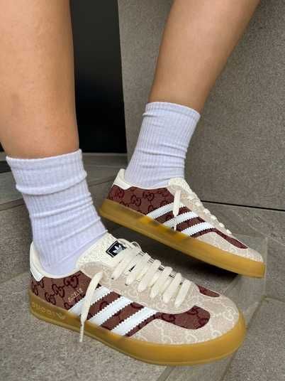 Кроссовки Adidas Gazelle x Gucci Beige Brown Купить (Доставка 1-3 Дня)