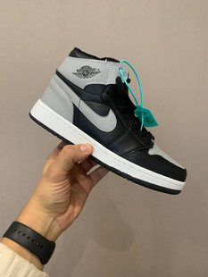 Кросівки Jordan 1 Black Grey Хутро Цигейка, 36