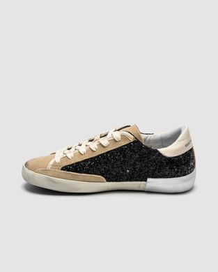 Кросівки Golden Goose Super-Star In Black Glitter With Cream Star And Suede Inserts, 37