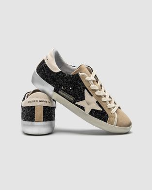 Кросівки Golden Goose Super-Star In Black Glitter With Cream Star And Suede Inserts, 37