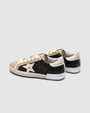Кросівки Golden Goose Super-Star In Black Glitter With Cream Star And Suede Inserts, 37