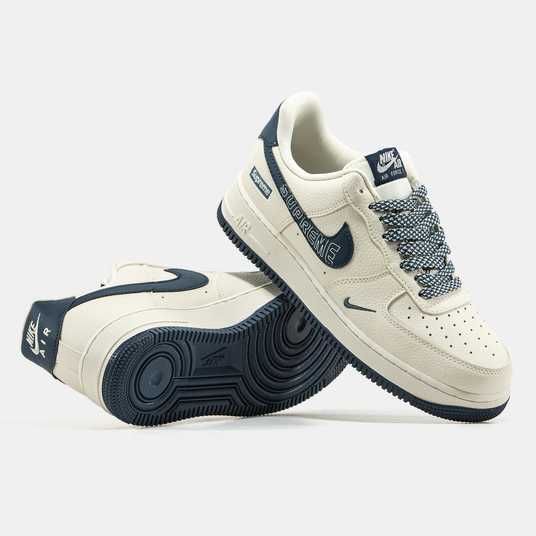 Кроссовки Nike Air Force 1 x Supreme Beige Blue Купить (Доставка 1