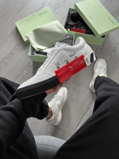 Кроссовки OFF-WHITE Vulcanized Low Canvas White Black Купить