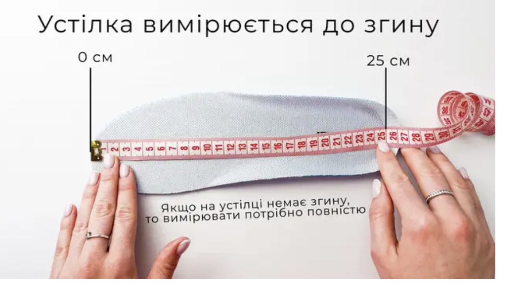 Стелька измеряется до изгиба